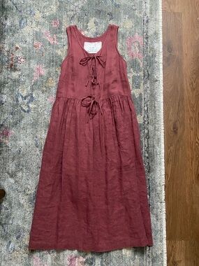 Not Perfect Linen Marsala midi dress